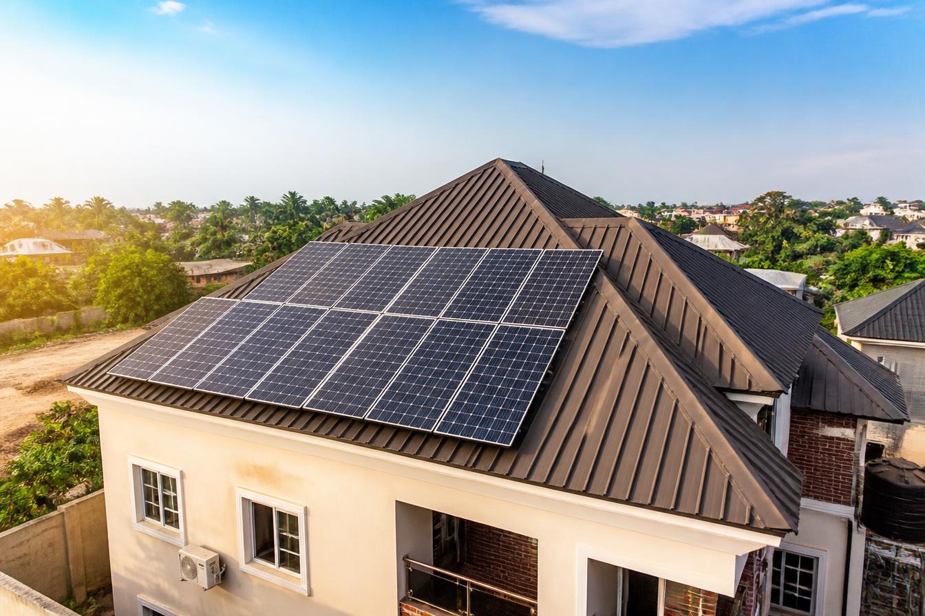 Solar panels installed on a home roof in Lagos